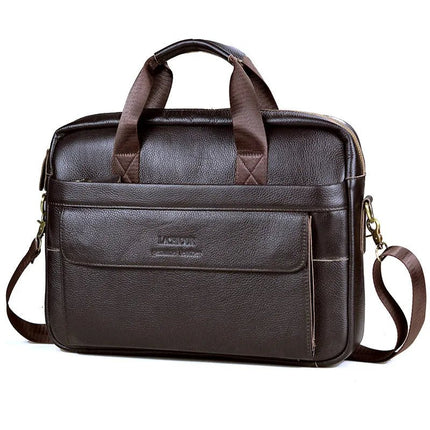 Men Genuine Leather Handbags Casual Leather Laptop Bags Male Business Travel Messenger Bags Men's Crossbody Shoulder Bag - AIcomStore