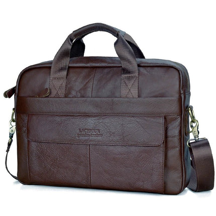 Men Genuine Leather Handbags Casual Leather Laptop Bags Male Business Travel Messenger Bags Men's Crossbody Shoulder Bag - AIcomStore