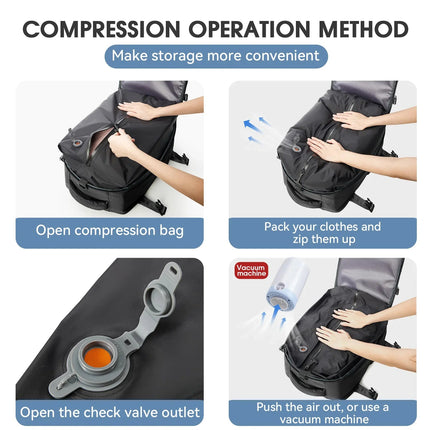 Vacuum Backpack Travel Bag for Men Large Capacity Backpack Business Laptop Backpack Women Men Expandable Backpack School Bag - AIcomStore