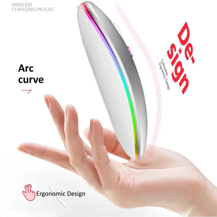 Wireless Mouse Rechargeable Silent LED Backlit Mice PC Laptop Computer Mous 2.4Ghz Receiver Bluetooth Dual Mode Optical Mice - AIcomStore