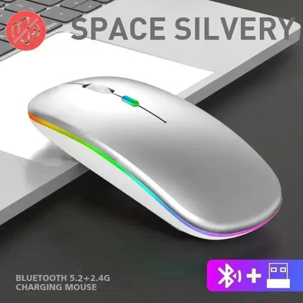 Wireless Mouse Rechargeable Silent LED Backlit Mice PC Laptop Computer Mous 2.4Ghz Receiver Bluetooth Dual Mode Optical Mice - AIcomStore