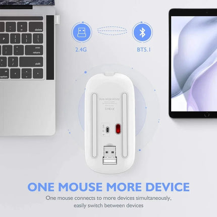 Wireless Mouse Rechargeable Silent LED Backlit Mice PC Laptop Computer Mous 2.4Ghz Receiver Bluetooth Dual Mode Optical Mice - AIcomStore