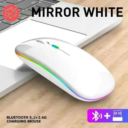 Wireless Mouse Rechargeable Silent LED Backlit Mice PC Laptop Computer Mous 2.4Ghz Receiver Bluetooth Dual Mode Optical Mice - AIcomStore